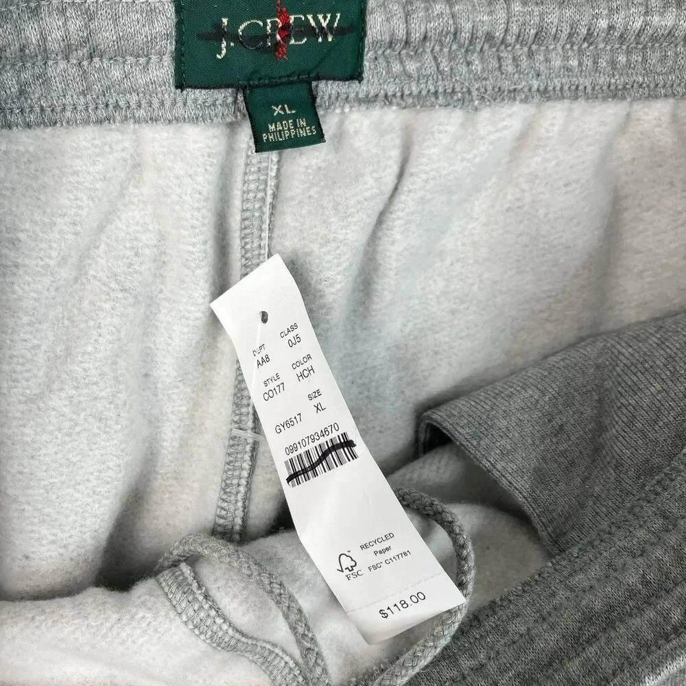 J.Crew 83 Fleece Sweatpants Mens XL Gray Cotton Blend Jogger Athleisure